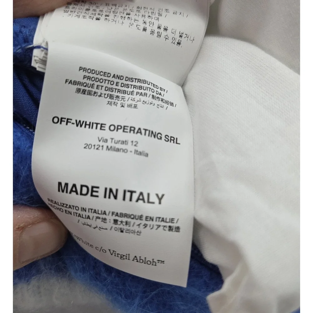 Off White HOME Mohair Blue‎ Pillow Arrow Graphic Made In Italy Virgil Abloh